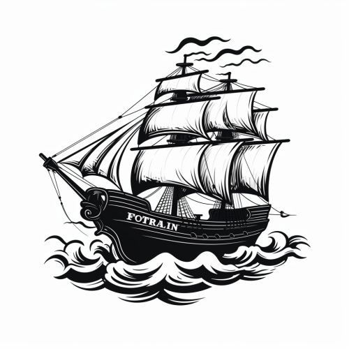 Simple black and white logo of the Flying Dutchman