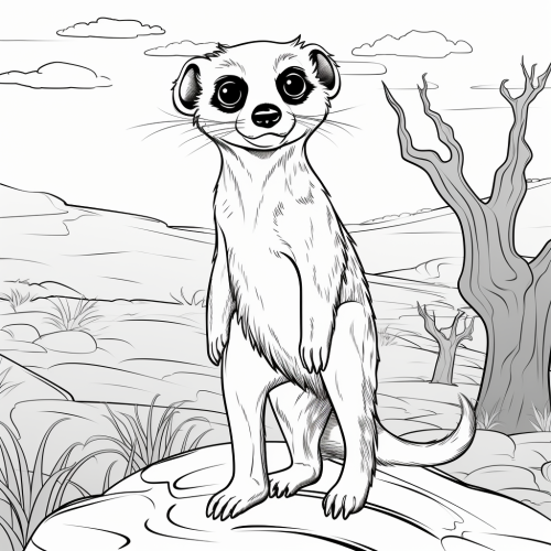 Black and White Meerkat Coloring Page
