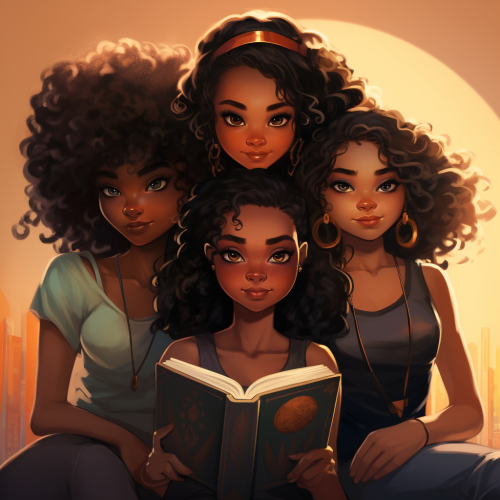 Cartoon-style book cover featuring black women