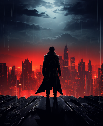 Character overlooking glowing futuristic city