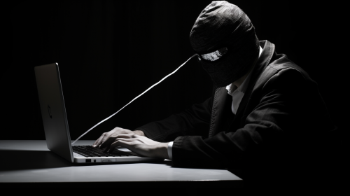 Blind person using laptop with joy