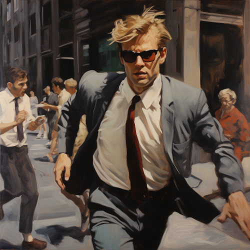 English Blond Man Being Chased in City Block