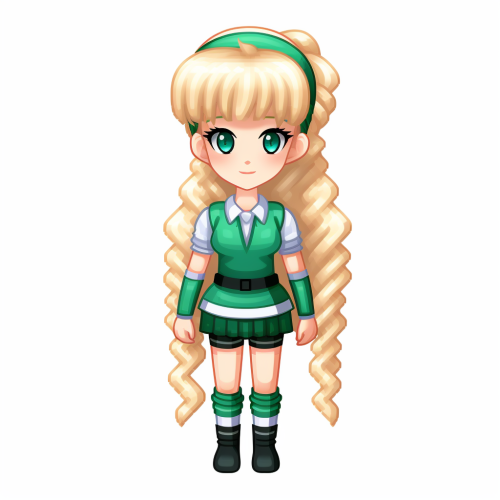 Blond Teenager in Green Costume Sprite Blond Teenager in Green Costume Sprite