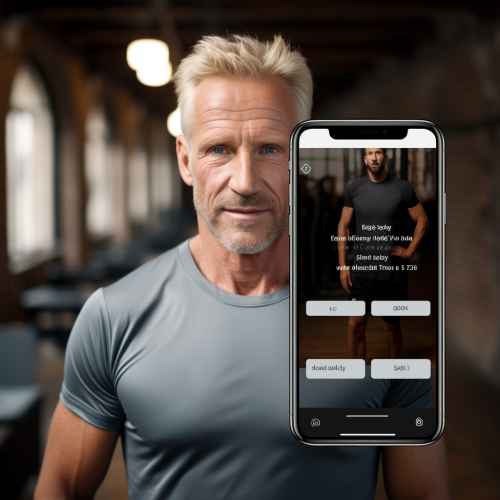 Mature man using sports app Mature man using sports app