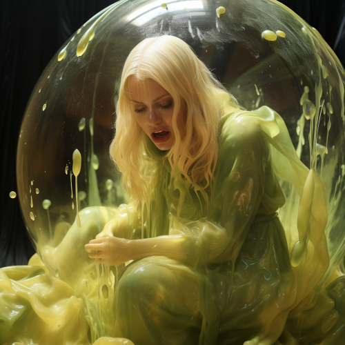 Blonde woman emerging from slime