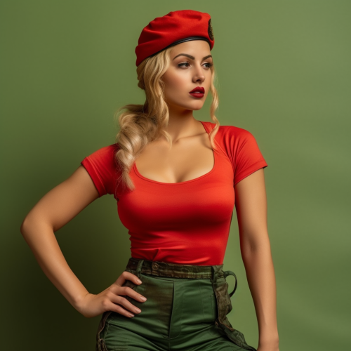 Blonde with Braided Hair in Green Leggings and Combat Top Blonde with Braided Hair in Green Leggings and Combat Top