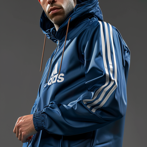 Stylish man in blue Adidas suit with U logo