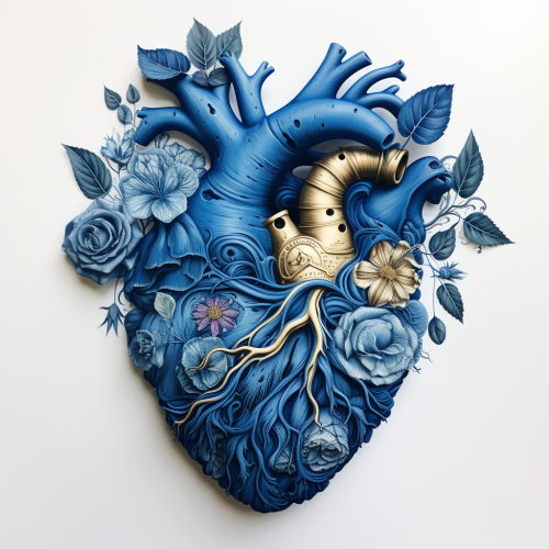 Blue anatomical heart illustration
