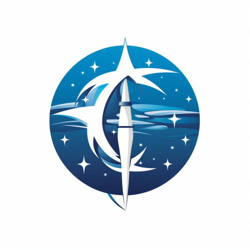 Blue logo with shooting star