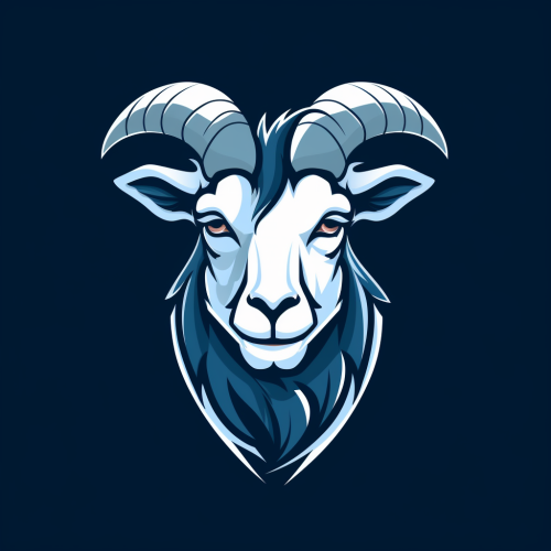 Unique blue-eyed goat logo design
