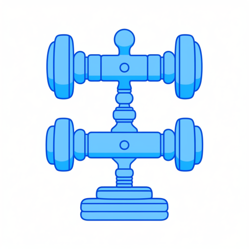 Blue Line Art Dumbbell Fitness Icon