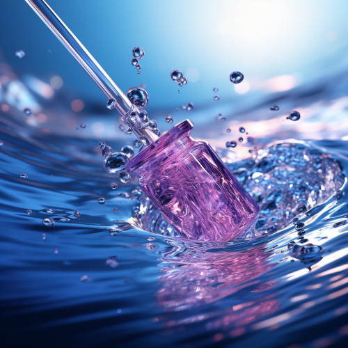 Blue medicine needle on purple waved wave