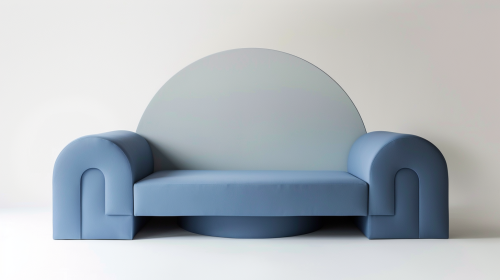 Blue minimalist sofa with arch design