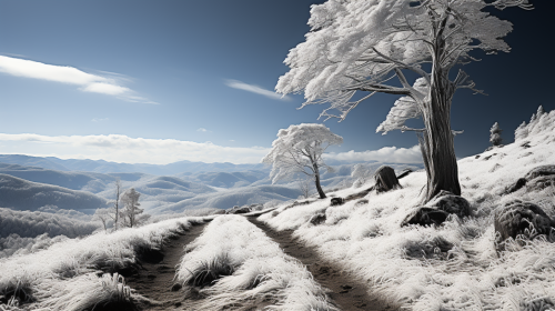Snow-covered Blue Ridge Parkway in winter