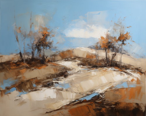 Blue White Brown Landscape Picture