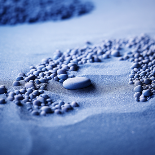 Simplistic blue zen garden sand closeup