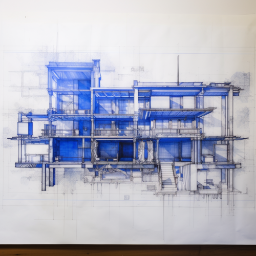 Blueprints of house foundation design