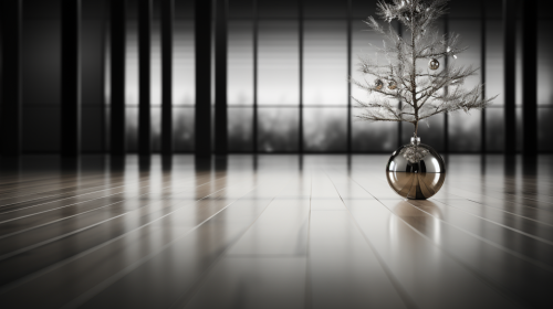 Blurred Christmas Tree on Wood Floors