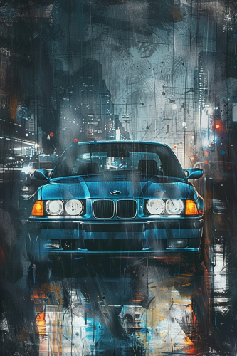 Dark Blue BMW E36 Art