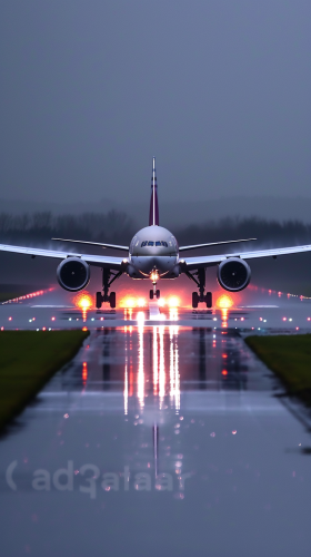 Wet runway landing of Qatar's Boeing 777X