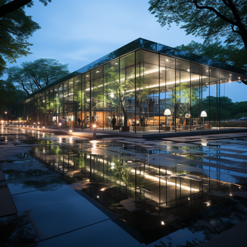 Reflective glass exterior of Boeing headquarters