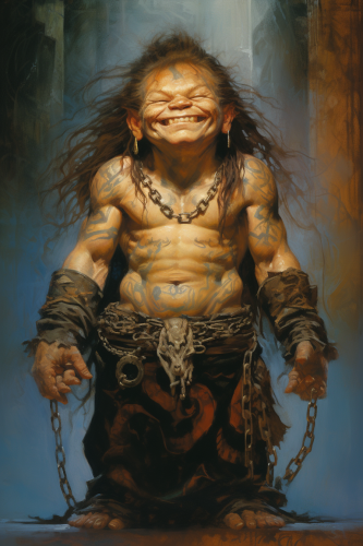 Small muscular dwarf touched by magic