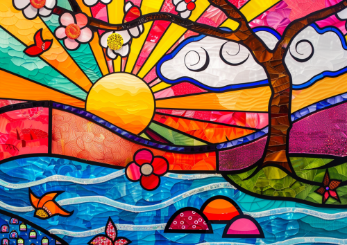 Colorful nature fusion artwork serenity