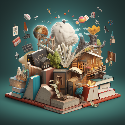 3D book with subjects emerging