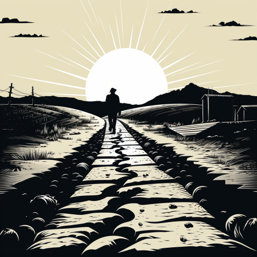 Vector illustration of boot prints on track