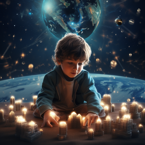 Curious little boy lighting up the world