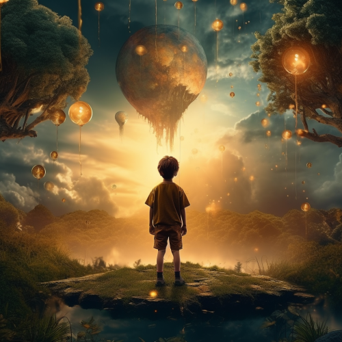 Happy boy playing in the park