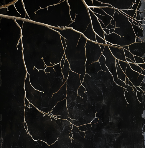 Hanging branches on black background