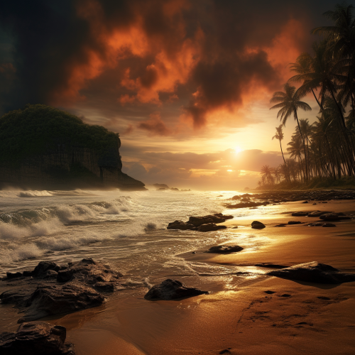 Scenic Brazil beach with palm trees