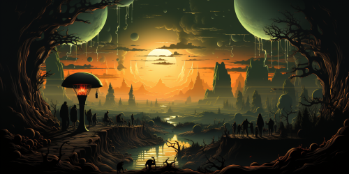 Friends brewing beer cauldron artwork