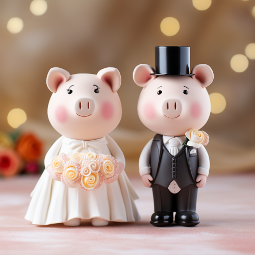 Adorable piggy bank bride and groom