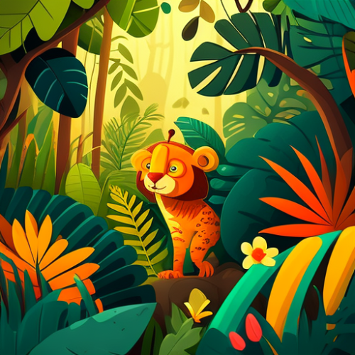 Bright and funny jungle cartoon illustration
