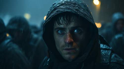 Person Lost in Bright Snowstorm