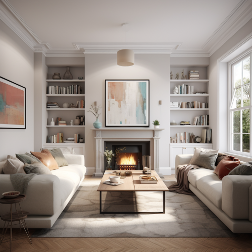 Cozy Lounge with Fireplace Alcove