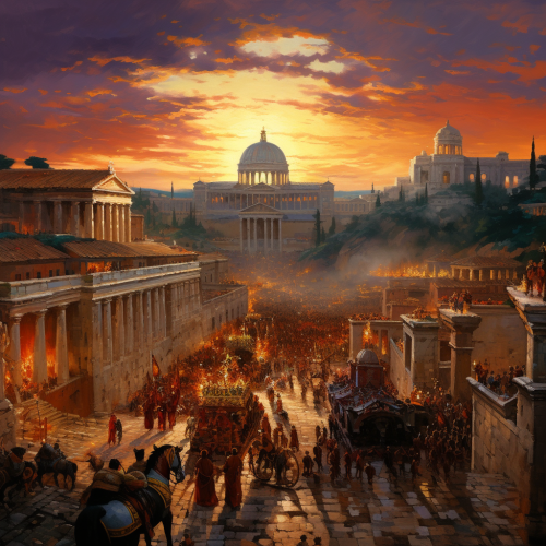 Vibrant colors depicting the rise of Rome