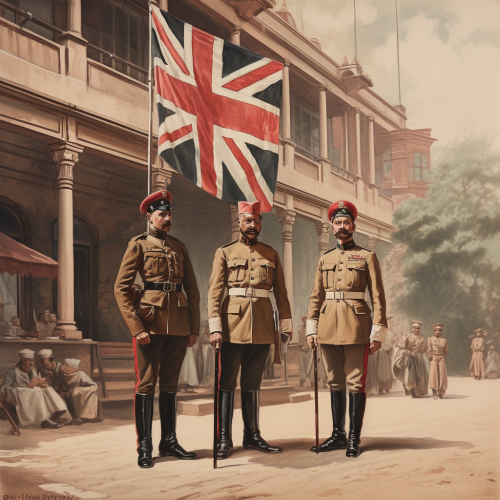 British India officers at government building British India officers at government building