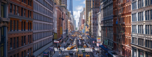 photorealistic view broadway new york photorealistic view broadway new york