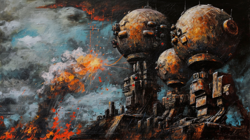 Broken Lovecraftian Robots in Nuclear Explosion