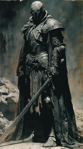 Fantasy lithograph of a 1950s Druid knight