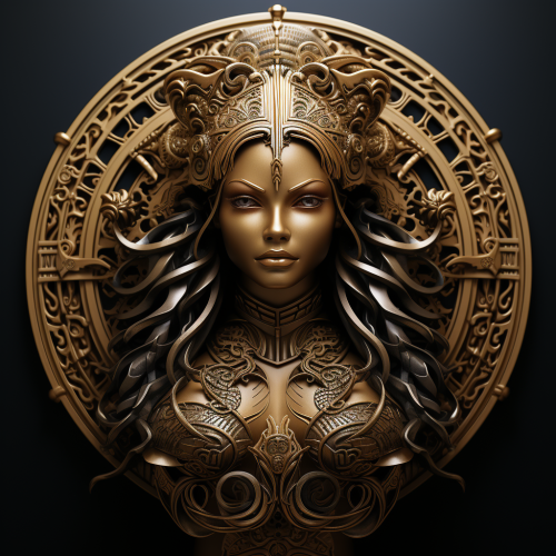 Bold golden bronze mermaid with symmetrical design