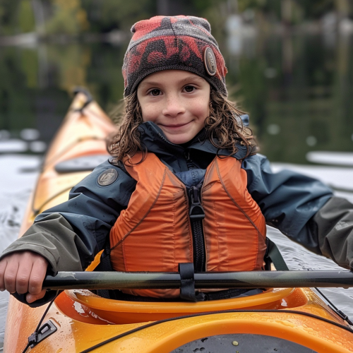 Six-year-old boy kayaking