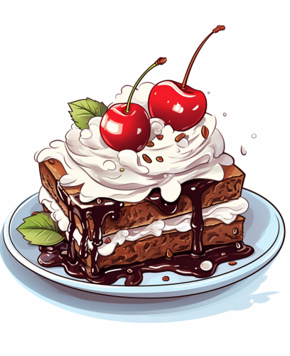 Brownies with Whipped Cream and Cherry
