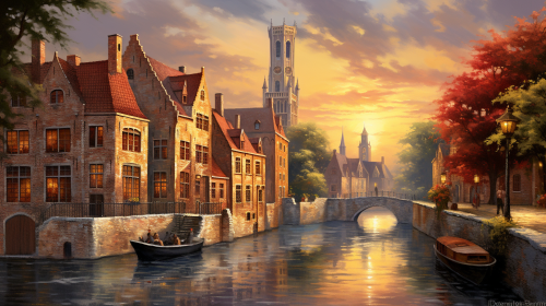 Solitary Figure on Bruges Canals Solitary Figure on Bruges Canals