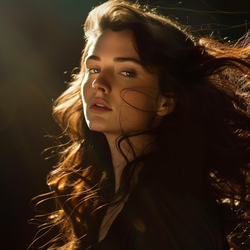 Beautiful brunette actress in dramatic lighting