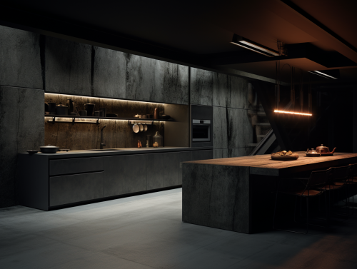 Dark and Grey Brutalist Kitchen