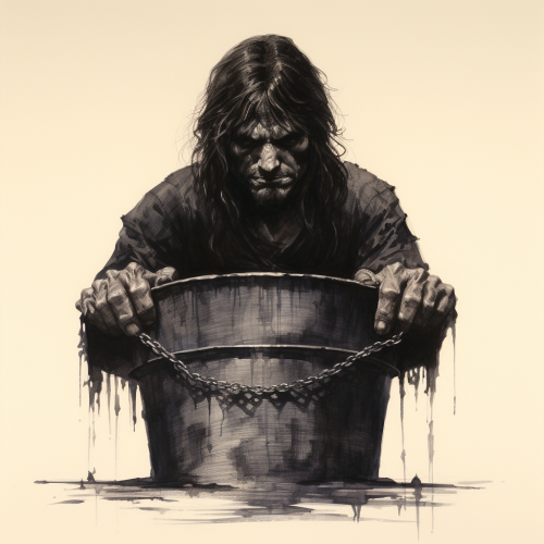 Illustration of a man with a bucket for a head